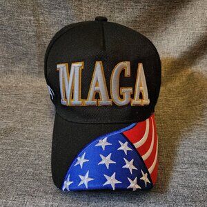 Unbranded MAGA Trump 45-47 Black Embroidered Flag Hat
